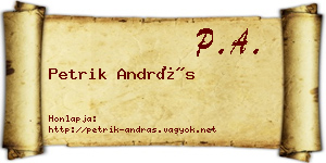 Petrik András névjegykártya
