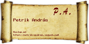 Petrik András névjegykártya